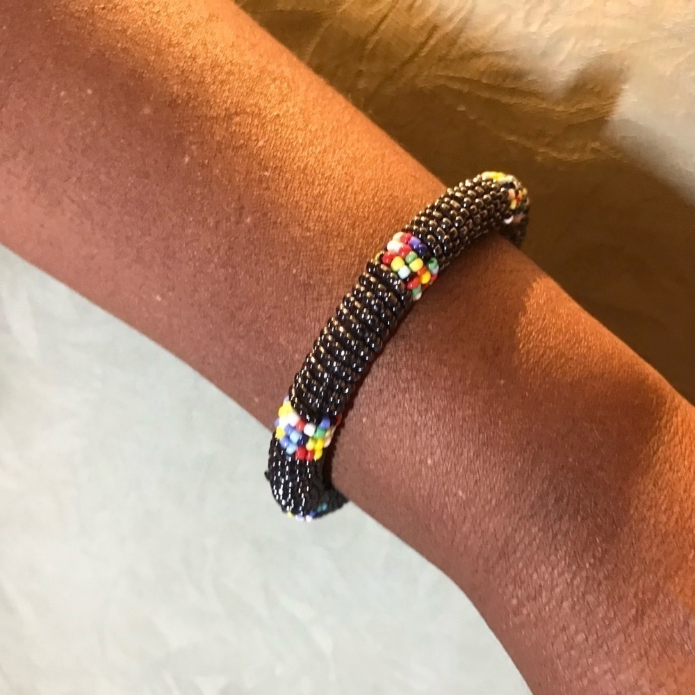 Black Beaded Bracelet Handmade In Kenya